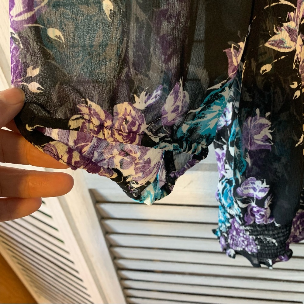 Torrid sheer black floral blouse size 2 - Picture 7 of 14